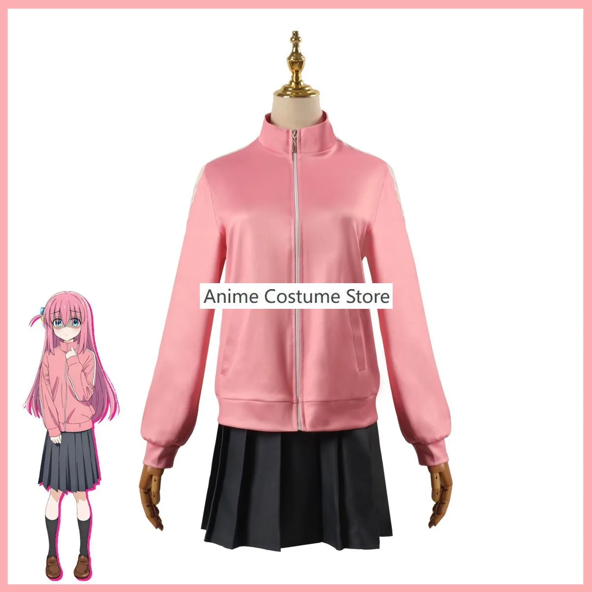 Anime BOCCHI THE ROCK! Gotoh Hitori Cosplay Costume Wig Pink Sportswear Coat Skirt Adult Woman Kawaii Carnival Halloween Suit