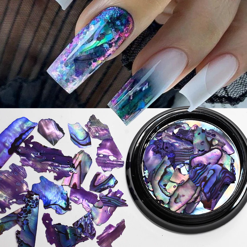 Irregular Abalone Shell Nail Charms 12 Color Holographic Laser Effect Ultrathin Fragment 3D Charm Shell Slice Nail Decoration