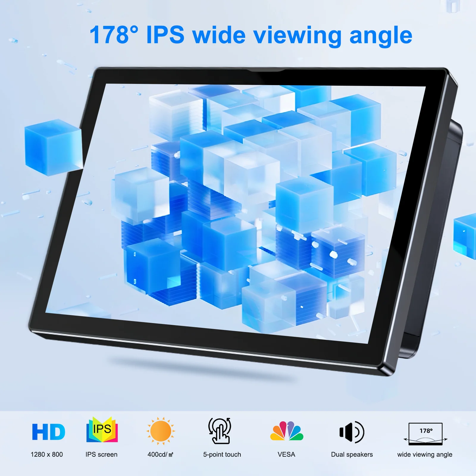 8 inch Pi Monitor 1280x800P 16:10 Widescreen Ratio HDMI Interface for Raspberry Pi DIY Projects Surveillance Display