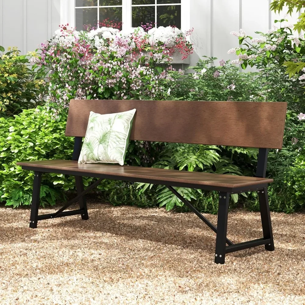 Outdoor Bench, Extra Long Patio HDPE Bench for 4 People, Heavy-Duty Patio Picnic Bench, Outdoor Dining Bench for Garden