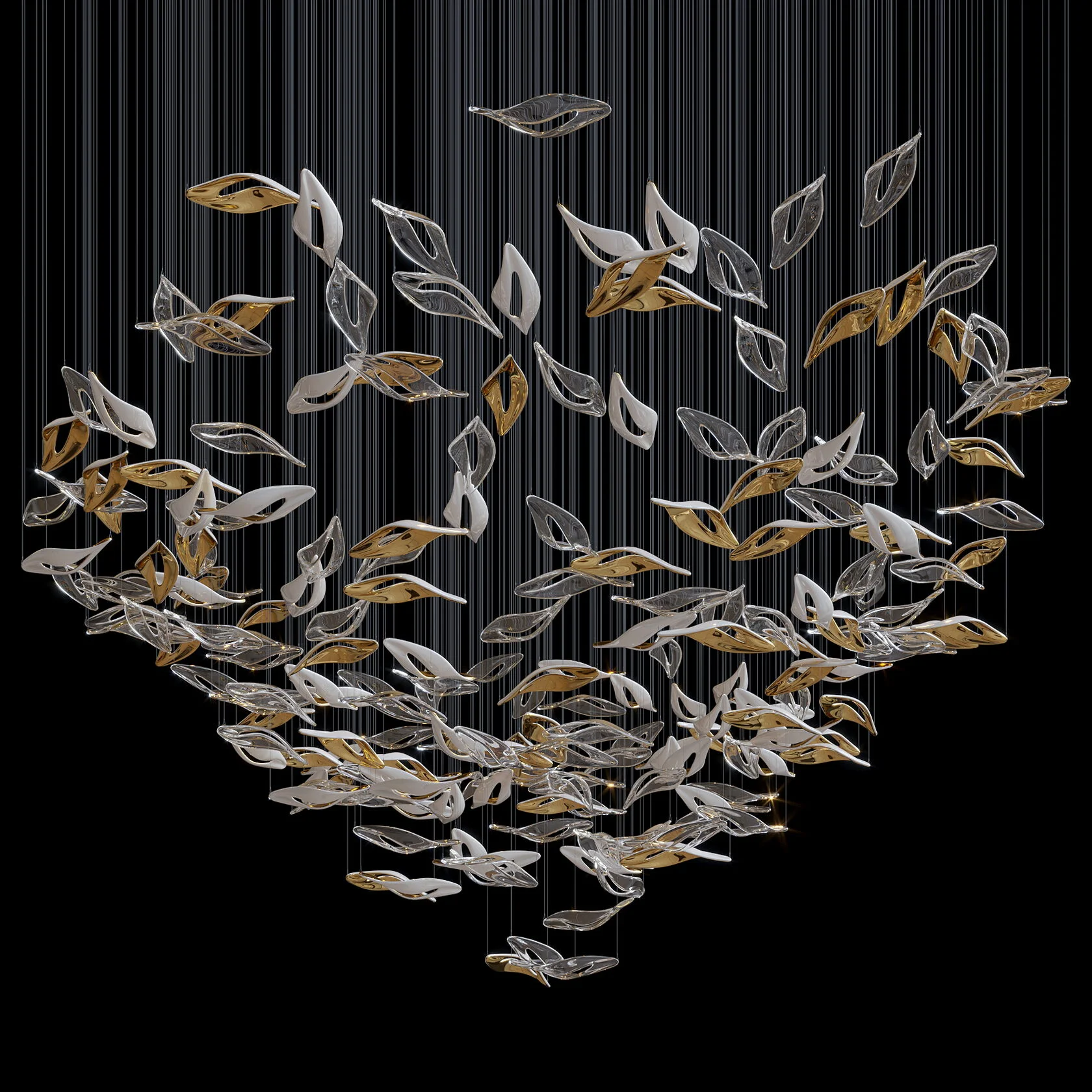 

Роскошная люстра с большим стеклянным листом на заказ, креативный дизайн, золотое прозрачное украшение для помещения, потолочное подвесное освещение