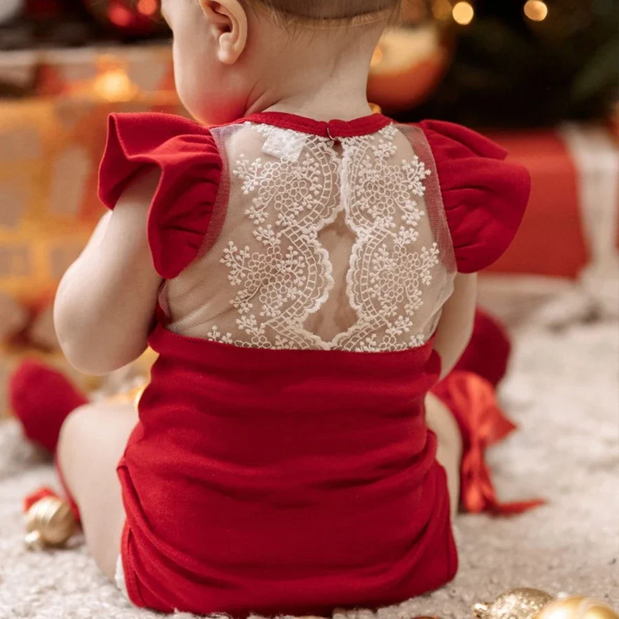 Ins Baby Mädchen Baumwolle Spitze rücken frei Stram pler Kleid Körper Anzug Kleinkind Mädchen Kleidung Neugeborenen Bodysuit Tanz Kostüm Baby