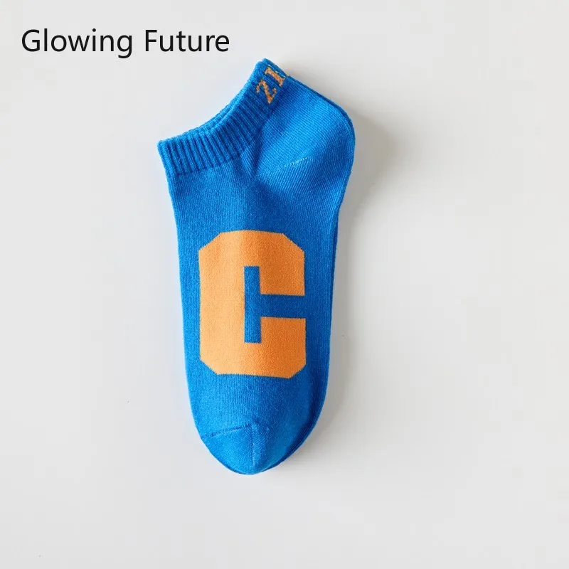 5 Color C Letter Unisex Socks Light Mouth Low Top Invisible  Men's Socks Comfortable Breathable Sweat-absorbing Boat Socks