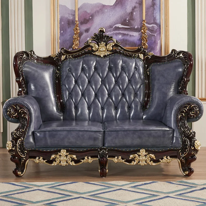 Европейская двухсторонняя резная кожаная вилла из цельного дерева для гостиной, первый слой воловьей кожи, большая кожа