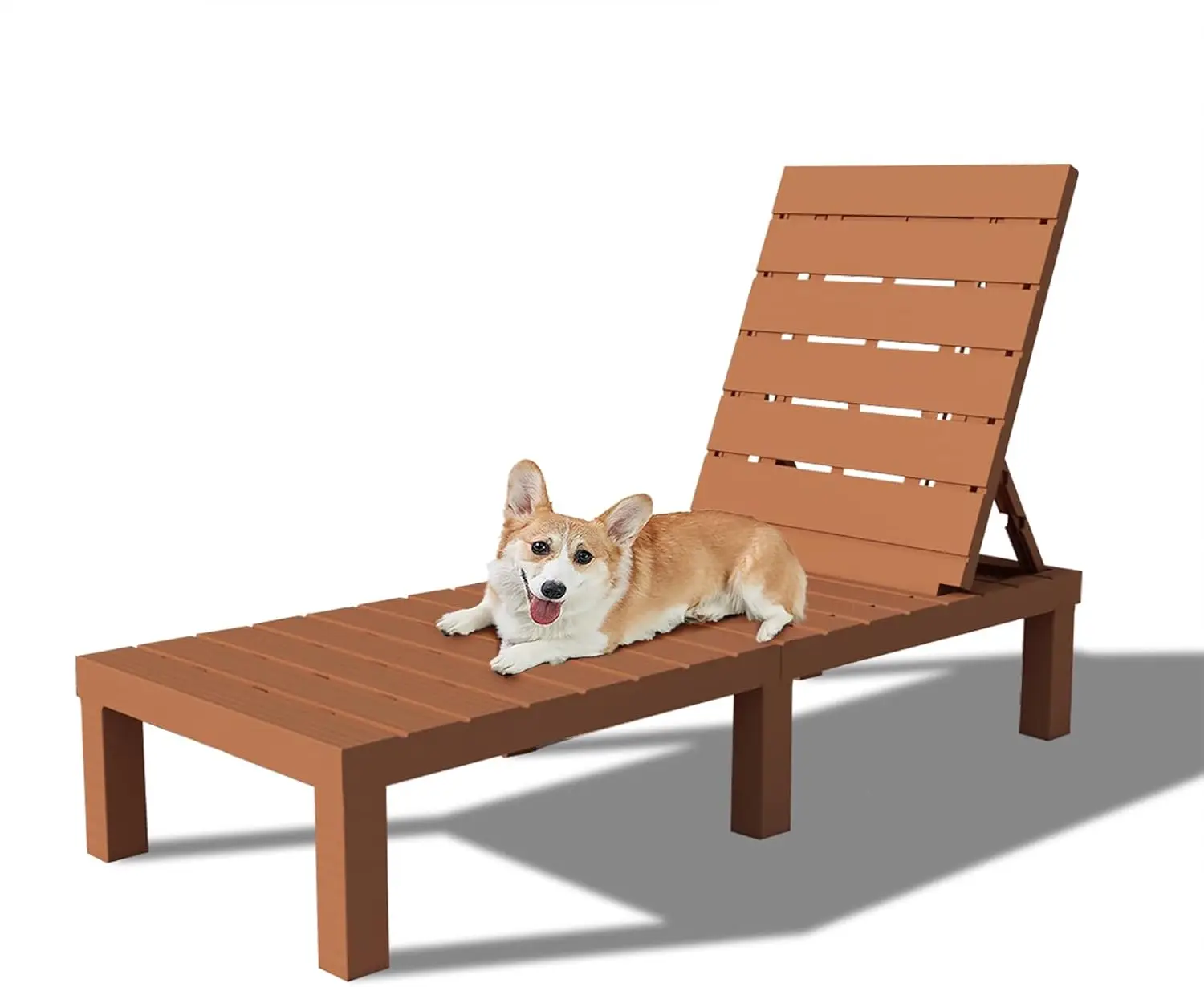 

Outdoor Chaise Lounge, Waterproof Recliner with Adjustable Back, Caramel Color for Poolside Relaxation