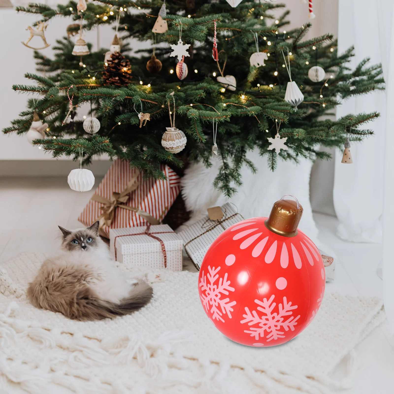 

Christmas Tree Balls Snowflake Inflatable Decor Ornament Red PVC Yard Decoration