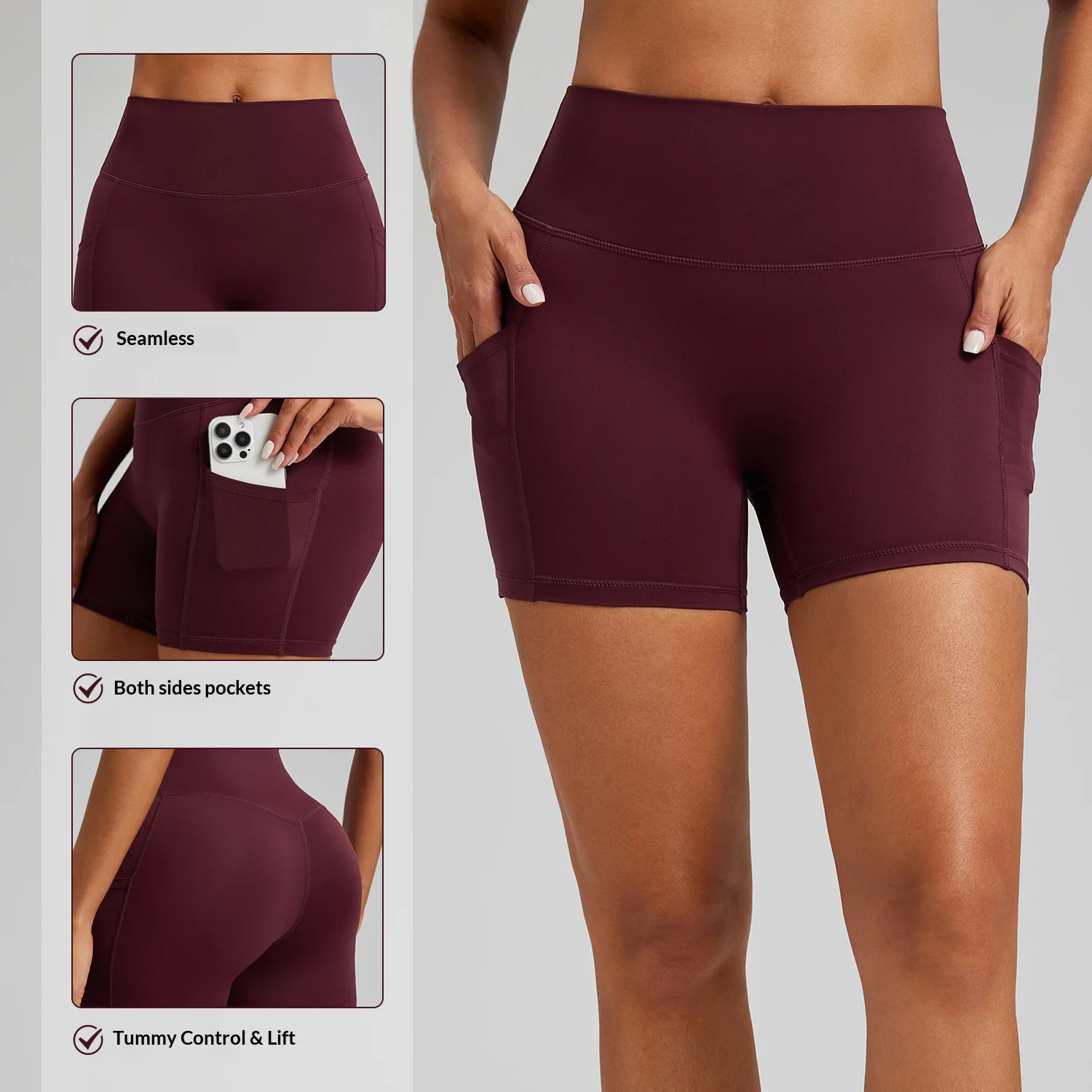 

Женские шорты для йоги с эффектом подтяжки ягодиц, высокая талия, карманы, бесшовные, быстросохнущие, для велоспорта, тренировок, эластичные, облегающие, для фитнеса