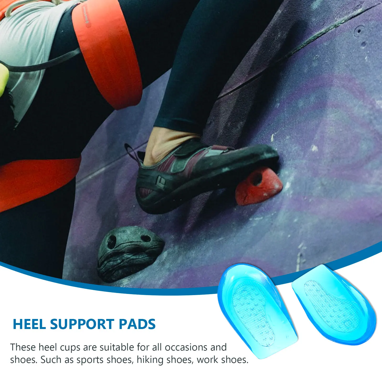 

1 Pair Silicone Heel Support Pads Heightening Insoles Cushion Foot Cushions For Flat Feet Plantar Fasciitis Running Walking