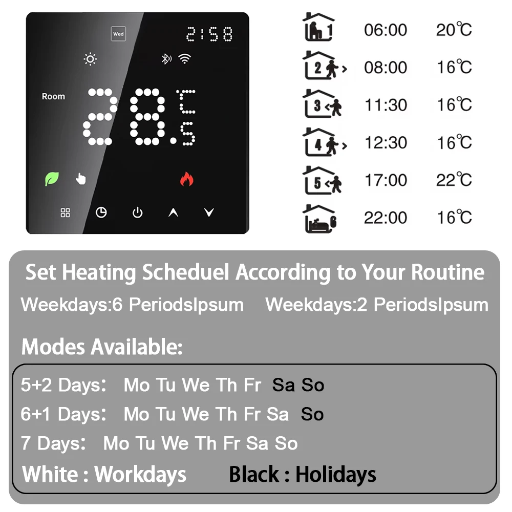 Termostato inteligente Tuya WiFi, calefacción de suelo eléctrica TRV, caldera de Gas y agua, control remoto por voz y temperatura para Google Home