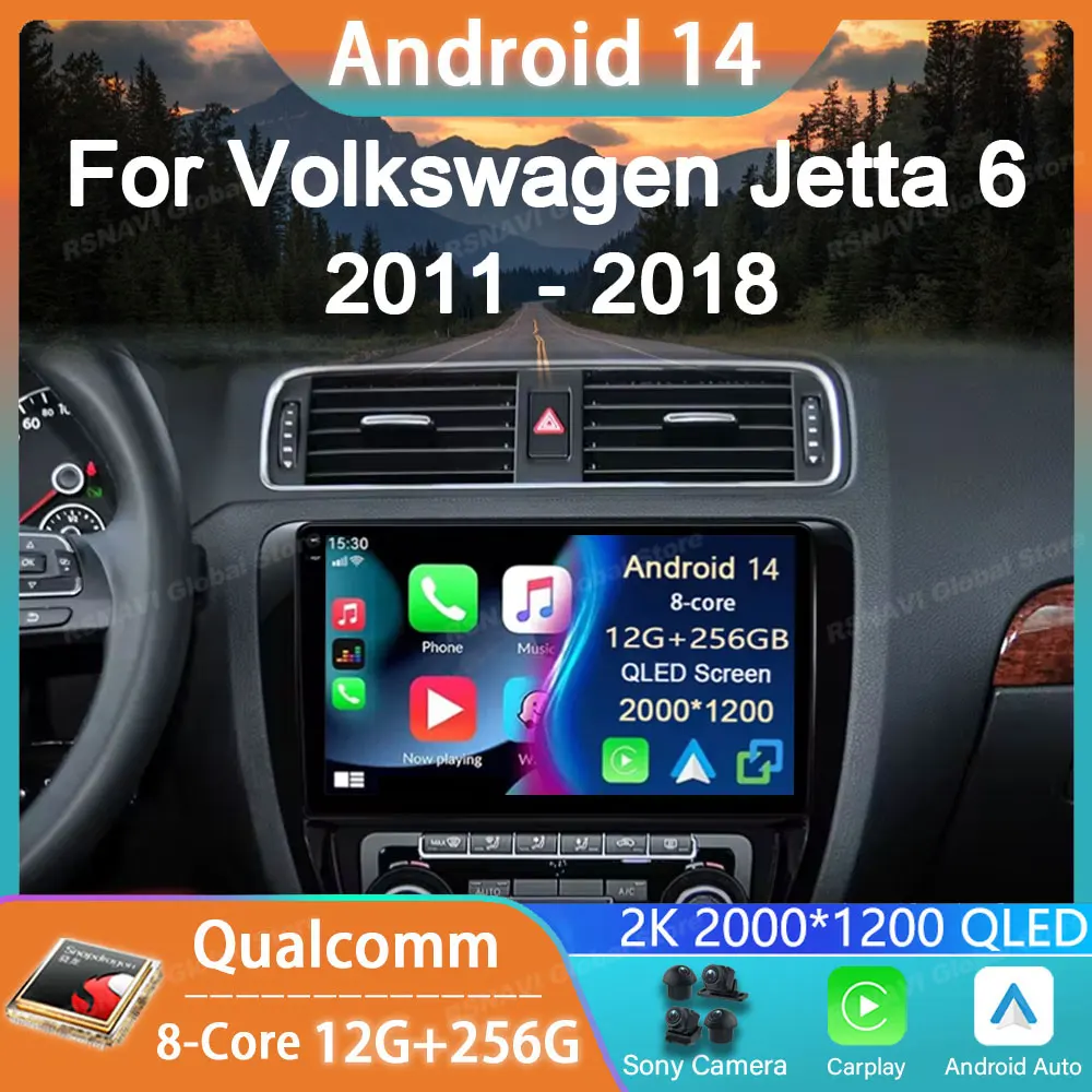 

Car Radio Android 14 For Volkswagen Jetta 6 2011 - 2018 Multimedia Player GPS Carplay Navigation Stereo No 2din Audio DVD DSP BT