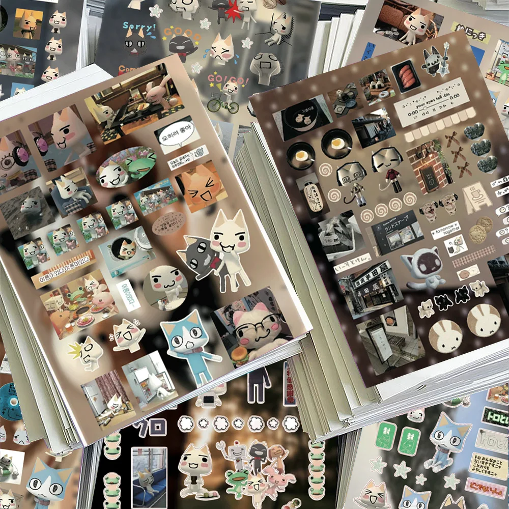 8 pegatinas de dibujos animados de Doro Cat, lindas pegatinas de Inoue Toro para equipaje, maleta, monopatín, teléfono, diario, calcomanías de graffiti, regalo, juguete