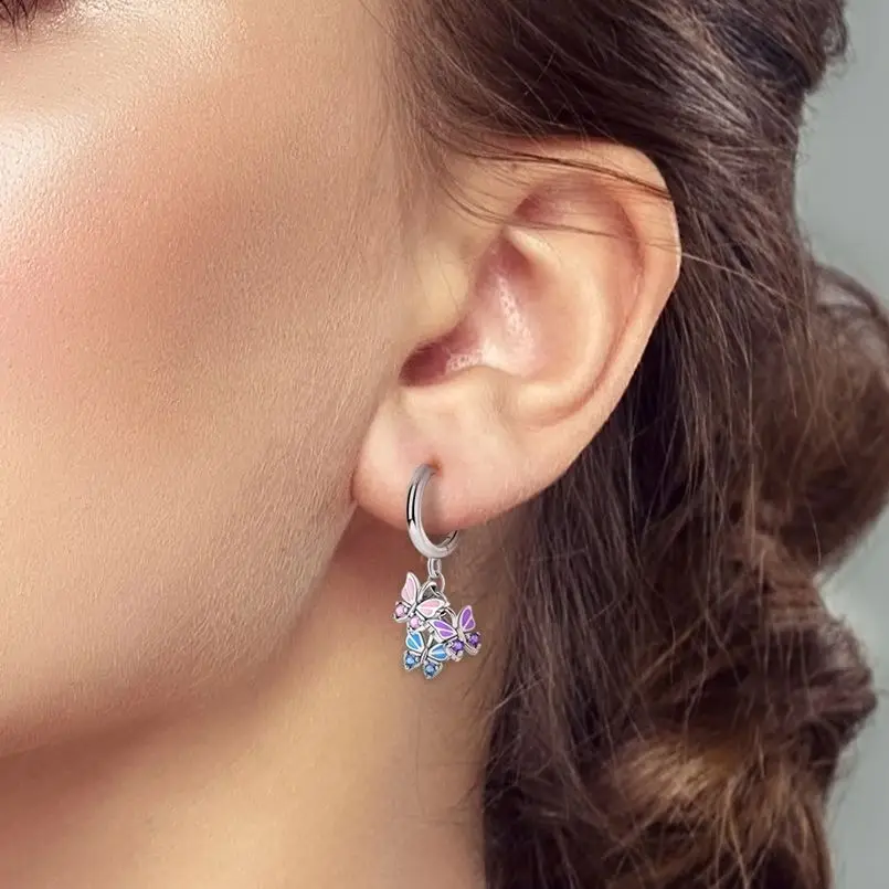 حار بيع الفضة 925 هوب القرط للمرأة الهندسة القلب ريشة القط Pendientes الأزياء والمجوهرات #6