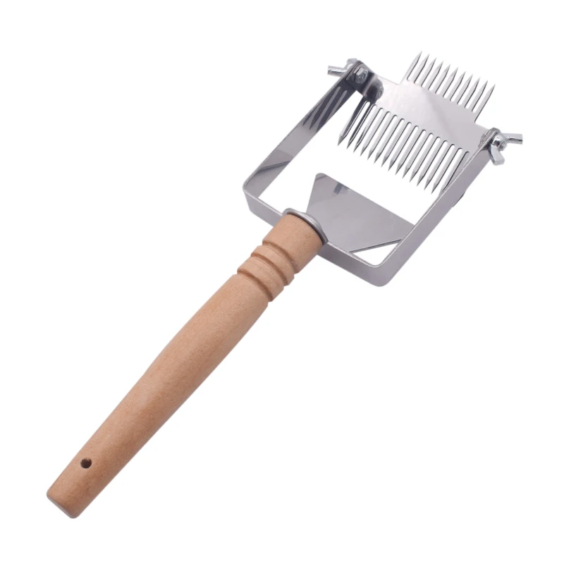 Honey Cutter Uncapping Scraper Bee Hive Honeycomb Scraper Wooden Handle Honey Fork Uncapping Fork Shovel Beekeeping Tools