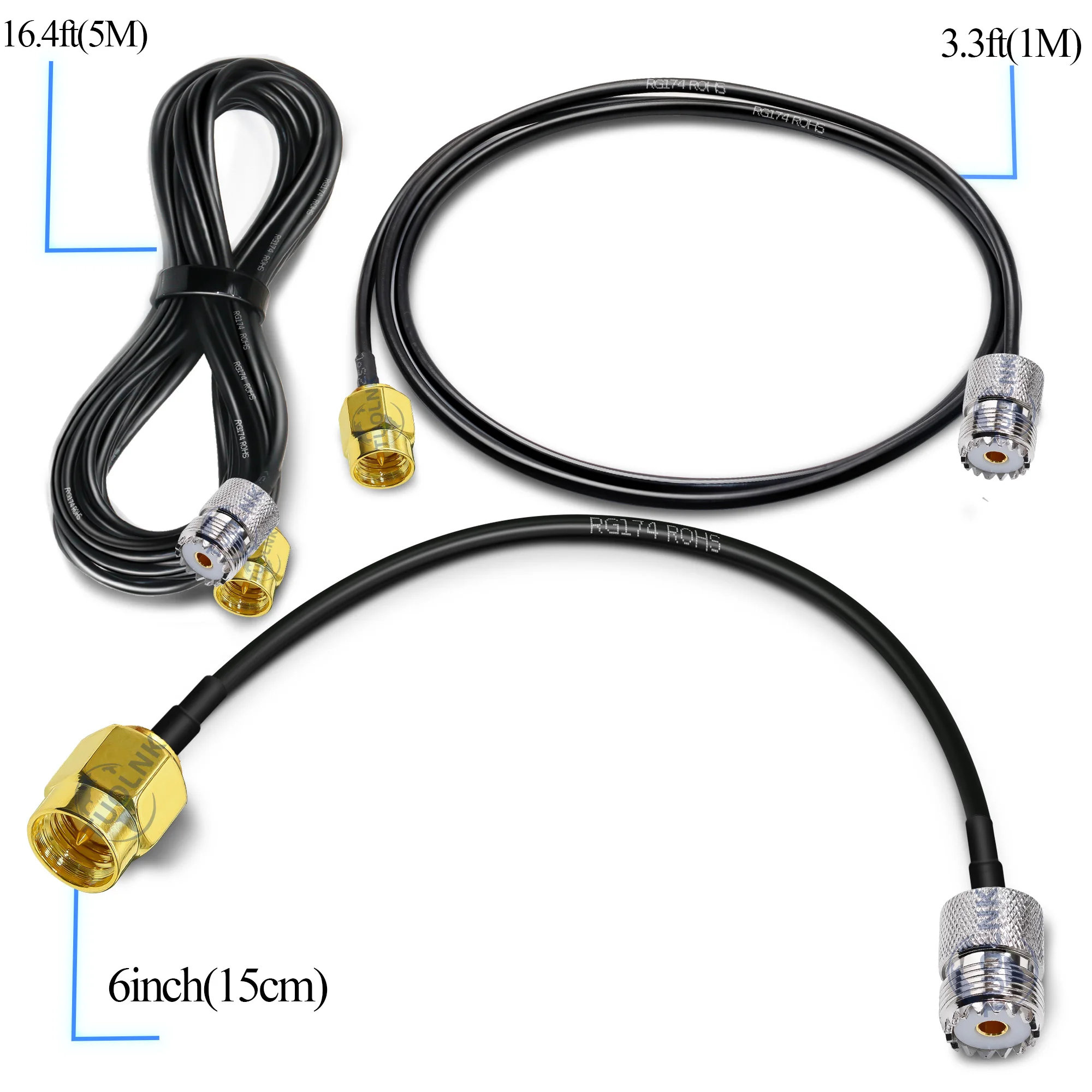 RG174 RF Coaxial Cable SMA Male Plug to SO239 PL259 Connector UHF Female Bulkhead RF Jumper pigtail