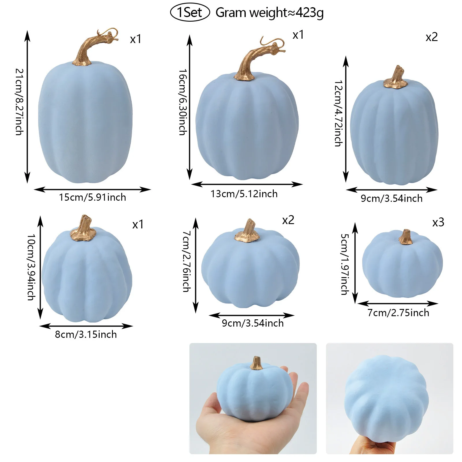 1Set Halloween Pumpkins Decor Foam Fake Pumpkins for Autumn Thanksgiving Halloween Farmhouse Table Realistic Decorations - view 6