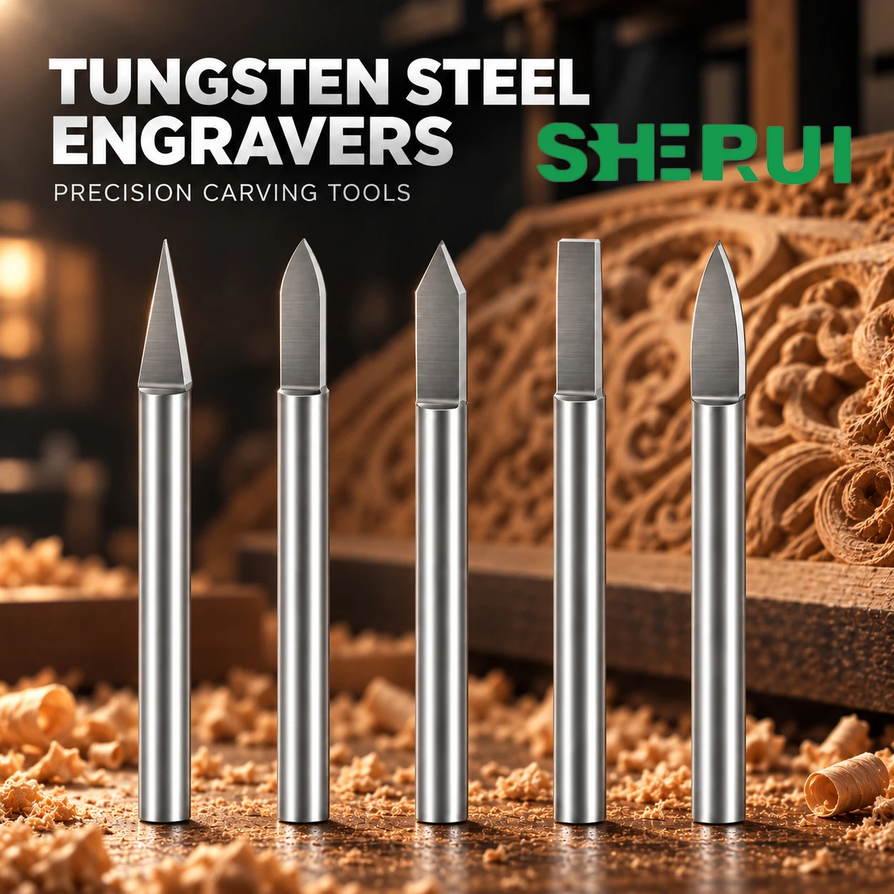 Tungsten Steel Electric Carving Bit Tools 4Pcs 3mm Shank Engraving Cutter for Wood Olive Pit Stone Seal Carving