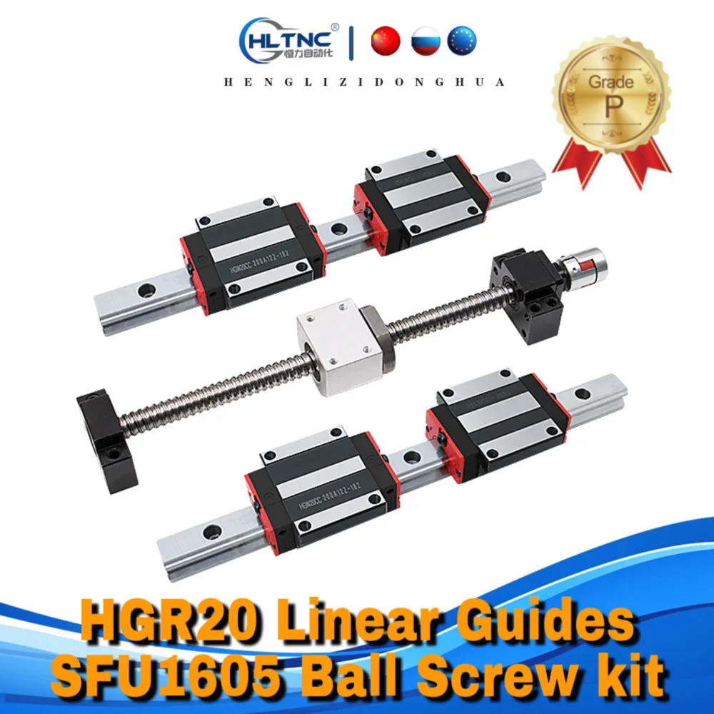 

HLTNC CNC Router kit 20mm Linear Rails HGR20 Square Guide with HGH20CA HGW20CC Carriages Slides with SFU1605/1610 Ball Screw kit