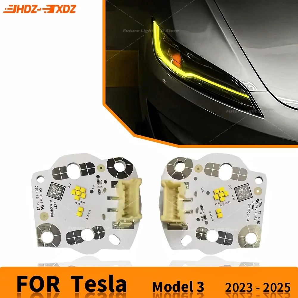 Yellow Blue Red LED DRL Boards For Tesla Model 3 2023 2024 2025 Car Headlight Daytime Running Light Chips Angel Eyes Module