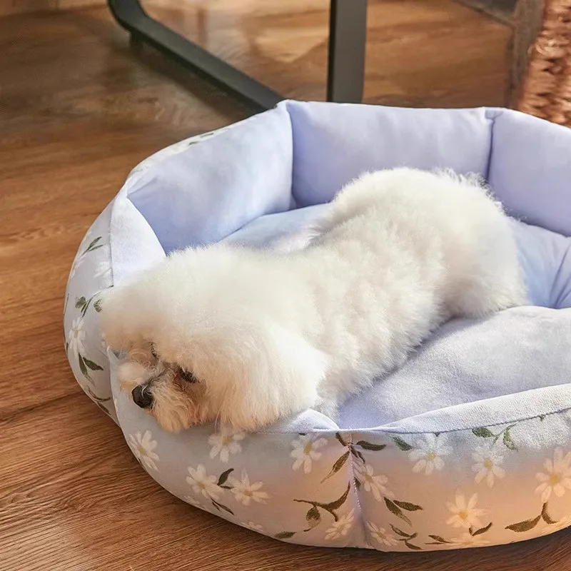 Cama Redonda para Perros, Diseño Único y Atractivo, de Algodón de Calidad, Colchón Interior para Perros, Artículos para Perros, Camas de Felpa para Interiores, Muebles para Perros