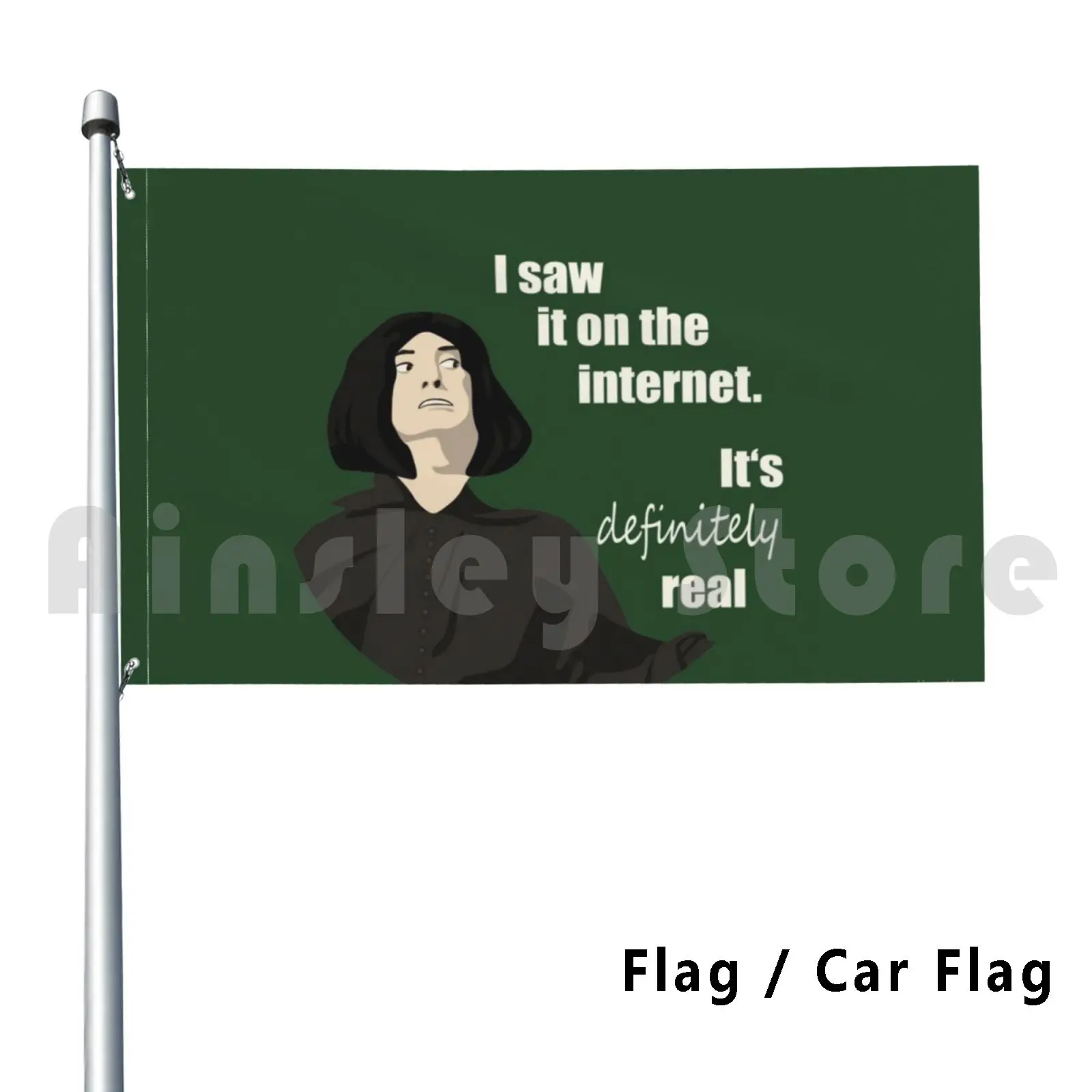 I Saw It On The Internet. It's Definitely Real ( Green ) Flag Car Flag Funny A Very Potter Musical