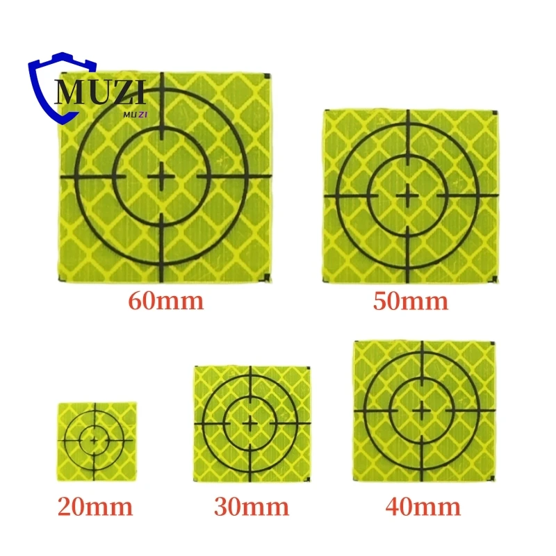 100 pz Formato 60mm 20 30 40 50 80mm Foglio Riflettore Per Stazione Totale Rilievo Geografia Fluorescente Verde Copriletto Adesivo Riflettente