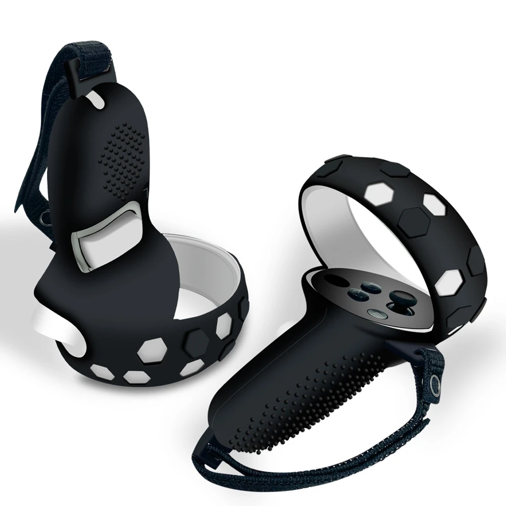 RISE VR poignée housse de protection en Silicone pour Oculus Quest 2 contrôleur poignées sangle pour Oculus Quest 2 VR accessoires (noir)