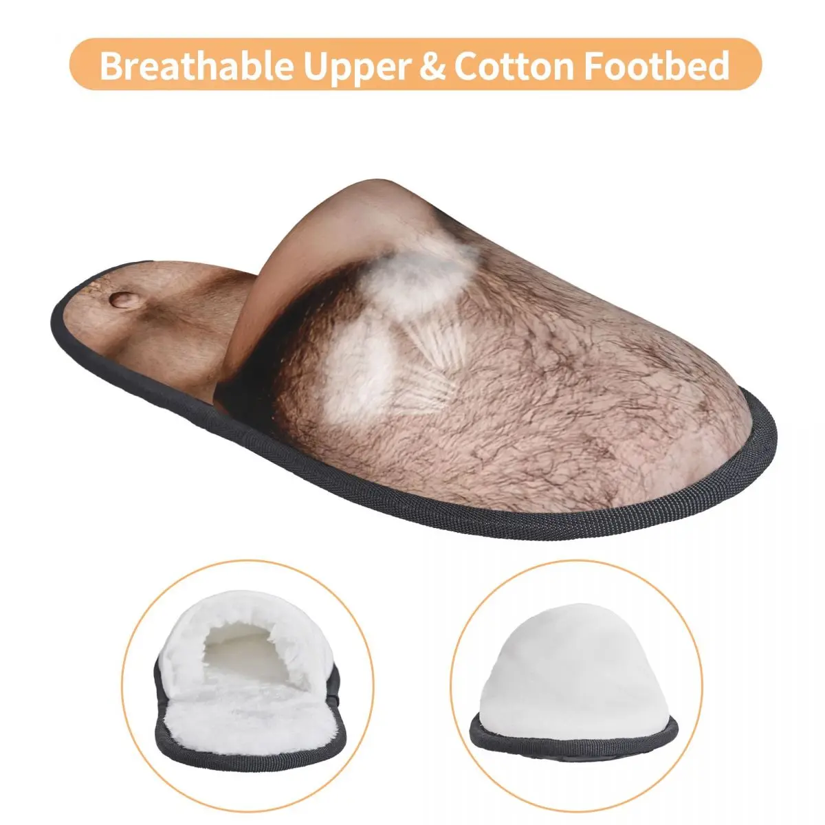 Custom Funny Muscle Man Print Memory Foam Slippers Women Cozy Warm Hairy Belly House Slippers