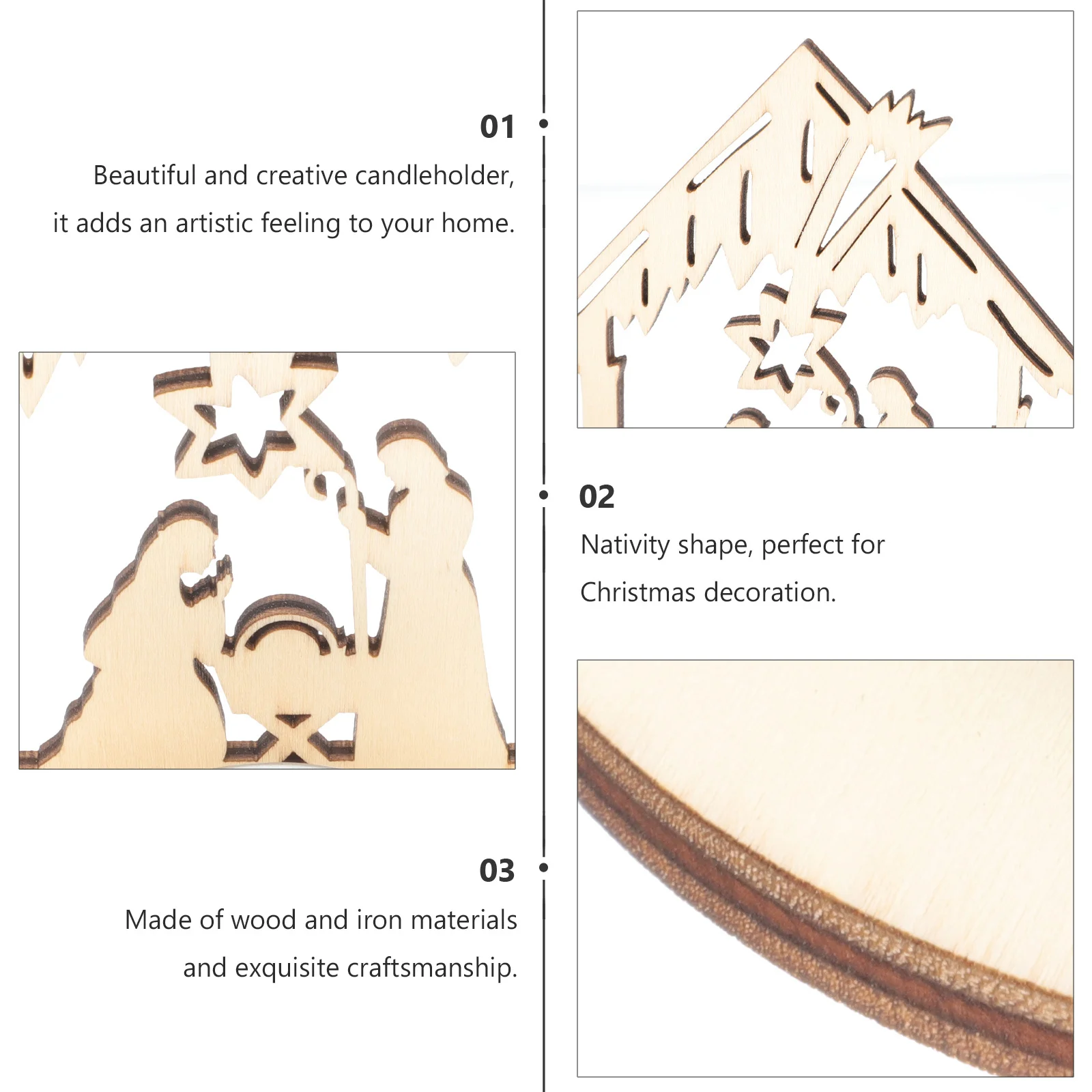 6Pcs Christmas Holder Wooden Candleholders Desk Decoration Use Creative Desktop Adornment Home Decor
