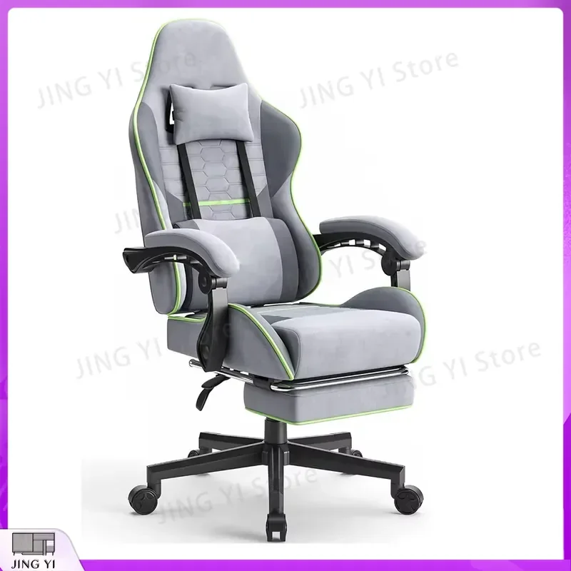 Ergonomic Racing Gaming Chair with Massage Function Footrest and 360° Rotation Adjustable Lumbar Support for Gamers Office