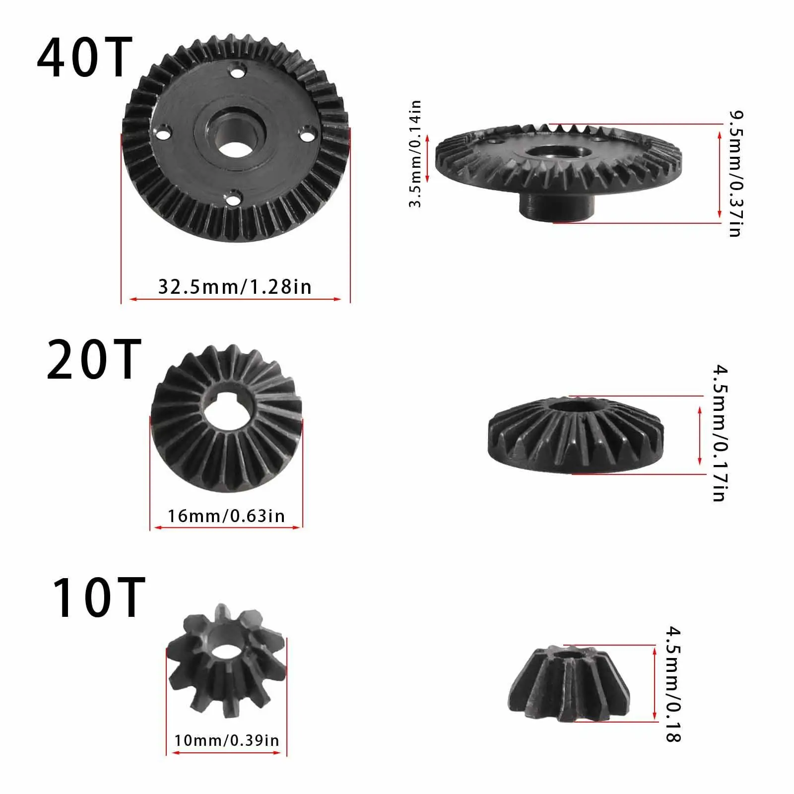RC Differentialgetriebesatz 40T 20T 10T Modellauto Zubehör Metall Robust Einfach zu