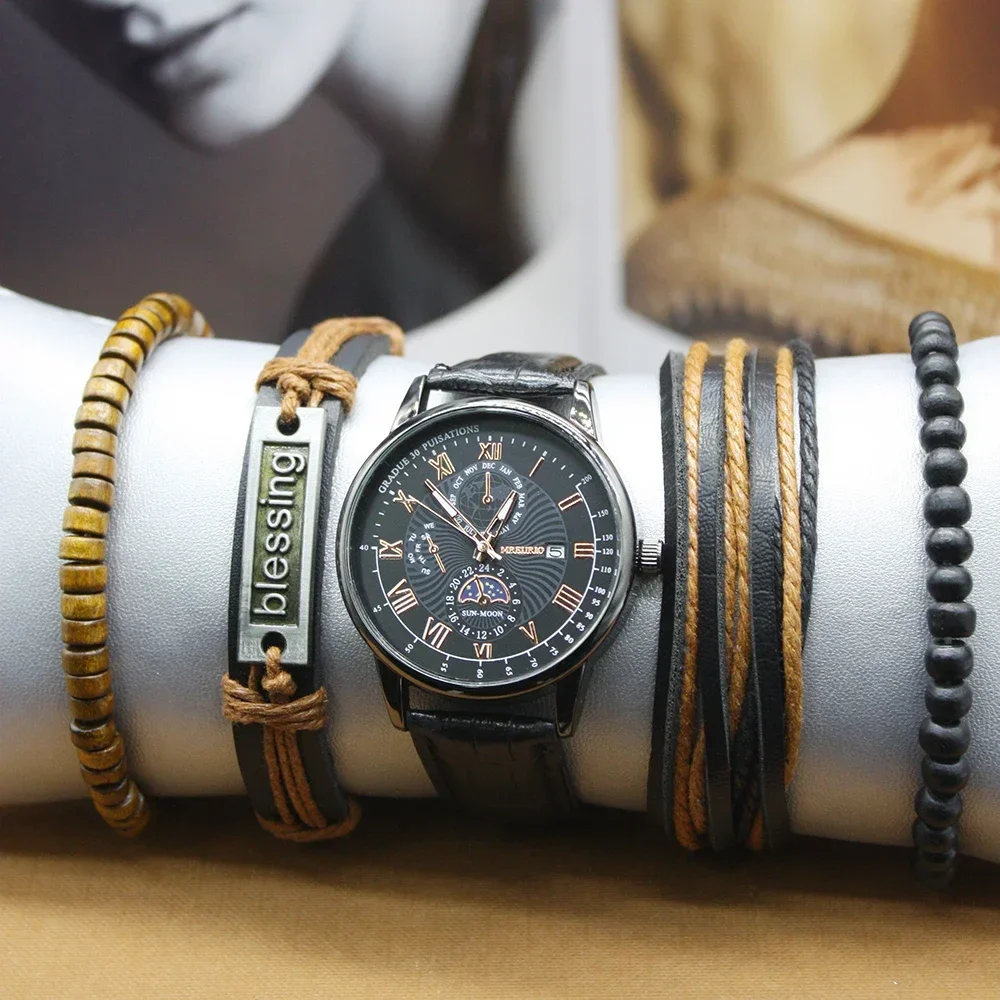 مجموعة ساعات نسائية غير رسمية متعددة القطع ، صندوق إسورة متضمن موضة السيدات ، هدية العيد ، 5 *