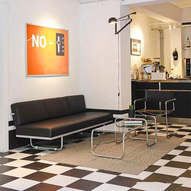 

Three-person Italian straight row retro studio combination sofa