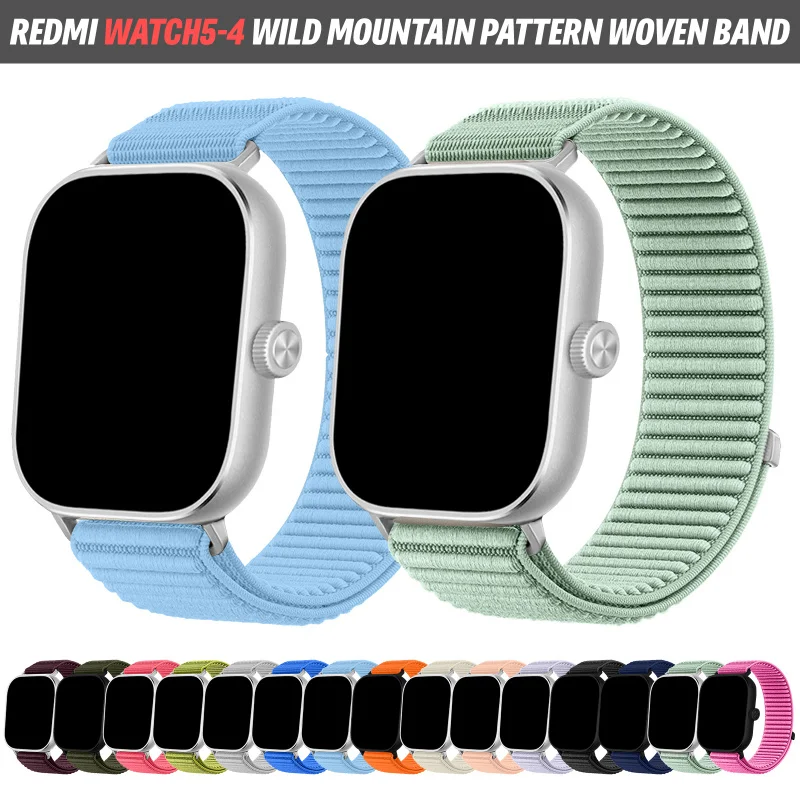 Wild Mountain Pattern Woven Band for Redmi Watch 6/5/4 For Xiaomi 8 Pro/9 Pro Breathable, Sweat-Absorbent Nylon Strap