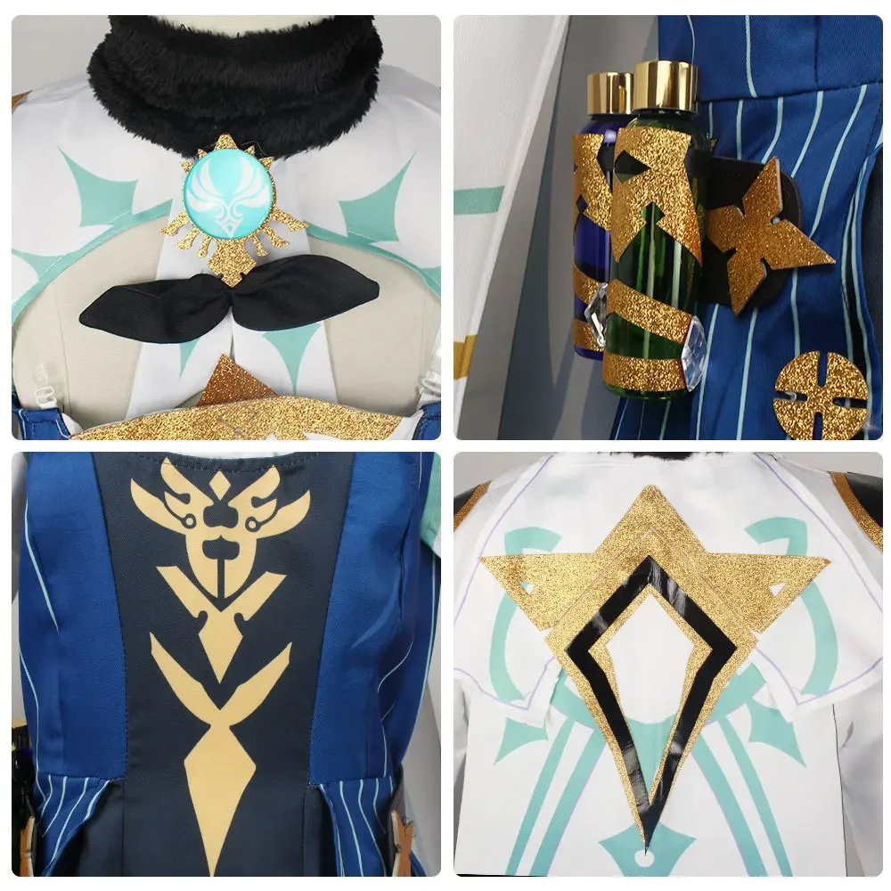 Genshin Impact Sacarose Cosplay Traje para Mulheres, Uniforme de Carnaval Adulto, Peruca Anime, Festa de Halloween, Jogo Completo