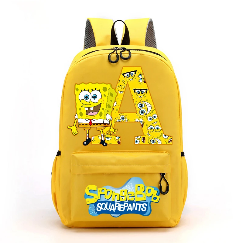 New Spongebob Girls\' School Backpack Kawaii Cartoon Letter Printed School Bag Children\'s School Backpacks Kids Birthday Gifts