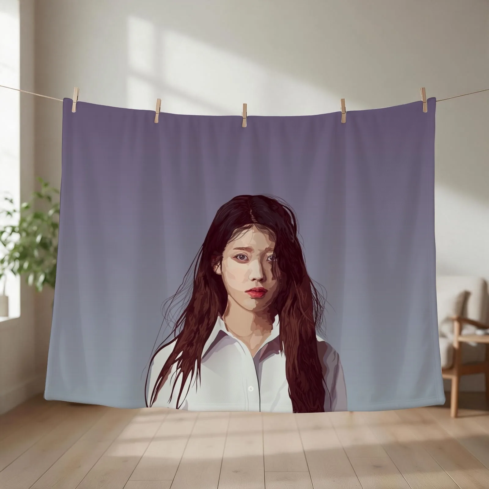 IU (Lee Ji Eun) ??? Lilac Album Portrait Throw Blanket couch cozy soft plush fuzzy picnic outdoor blanket
