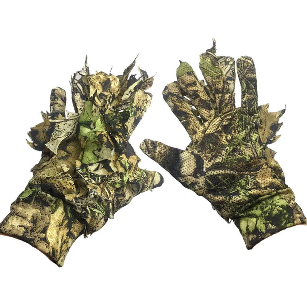 

3D Camo Gloves Comfortable Non-slip Durable 3D Leaf Gloves for Paintball Good Concealment Effect Hunting Bird Watching