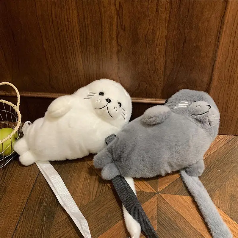 

1Pcs Adorable Soft Cartoon Seal Handbag Adjustable Straps Crossbody Bag Thickened Cute Seal Shoulder Pouch Gifts