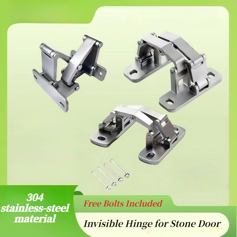 304 Stainless Steel Heavy‑Duty 3D Adjustable Concealed Stone Door Hinge Dry‑Hang Marble Invisible Hinge for Fire‑Rated Door