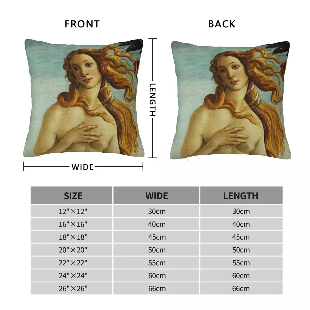 Sandro Botticelli The Birth Of Venus Square Pillowcase Polyester Linen Velvet Creative Decorative Car Cushion Cover Wholesale