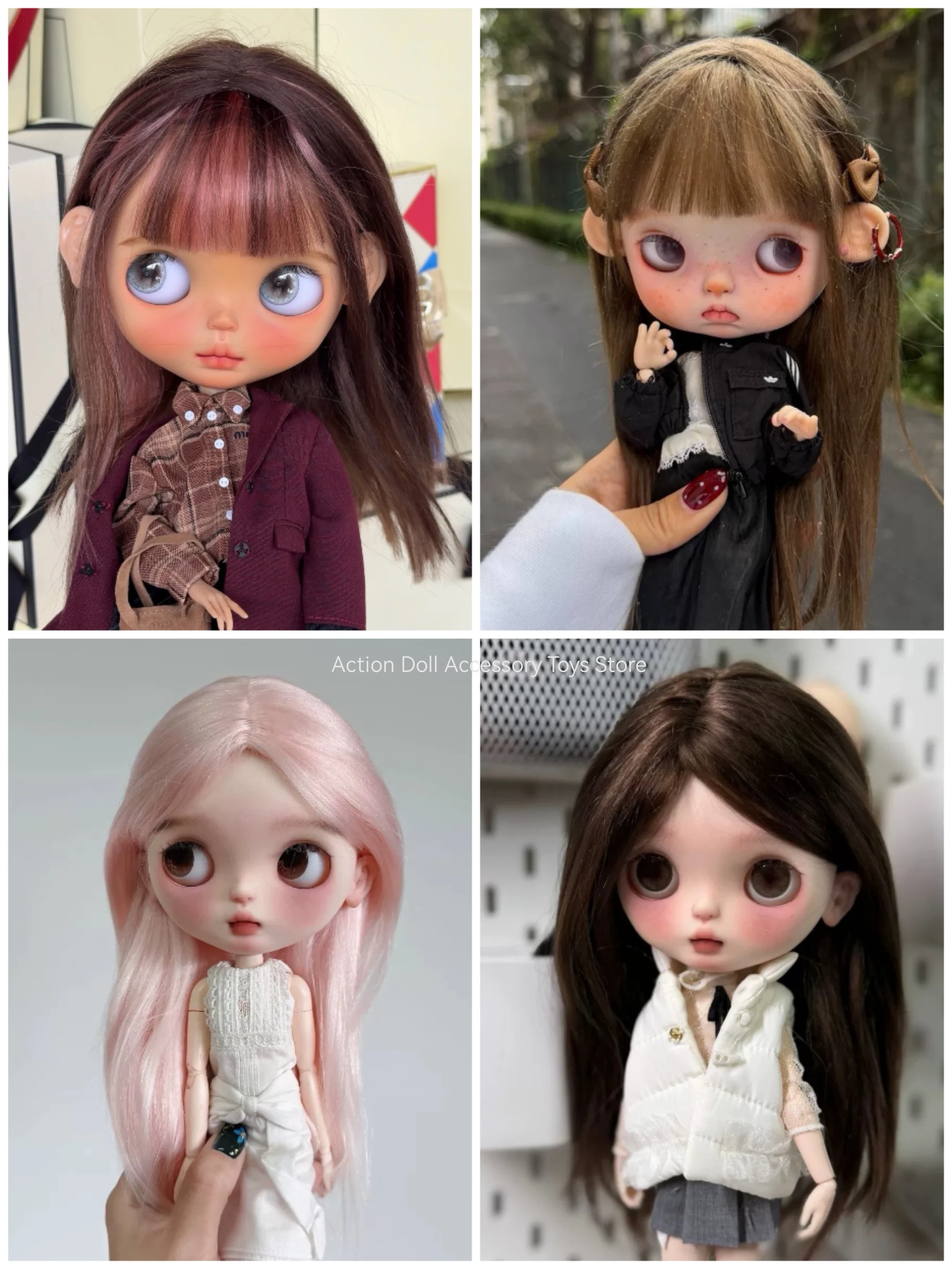 Presley – Premium Custom Neo Blythe Muñeca con cabello castaño, piel