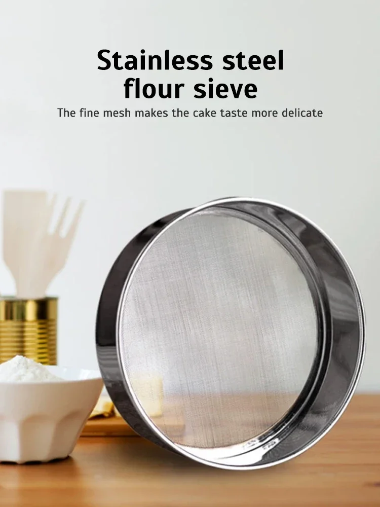 Stainless Steel Flour Sieve 40 Mesh Thickened Sesame Baking Tools Holding Ultrafine Flours Sift Kitchen Cake Accesories