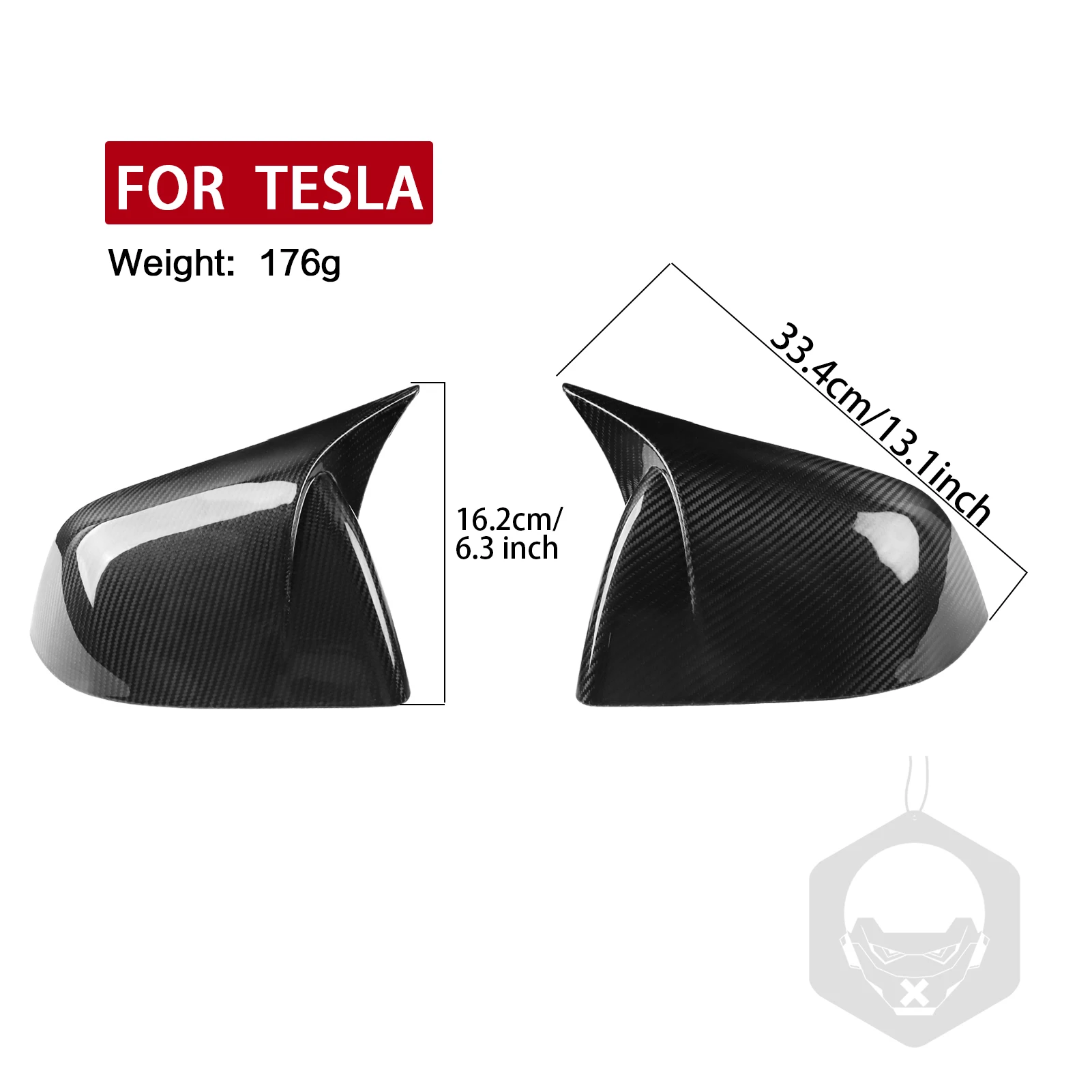 Carbon Fiber Gloss Black Finished Replacement Shell Rearview Mirror Covers Fit For Tesla Model Y 2021-2024 Door Side Mirror Caps