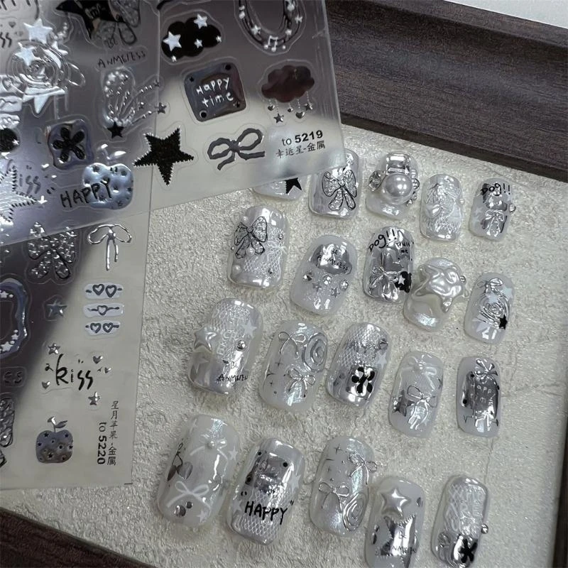 Versatile Silver Art Transfers for Creative Manicure Designs