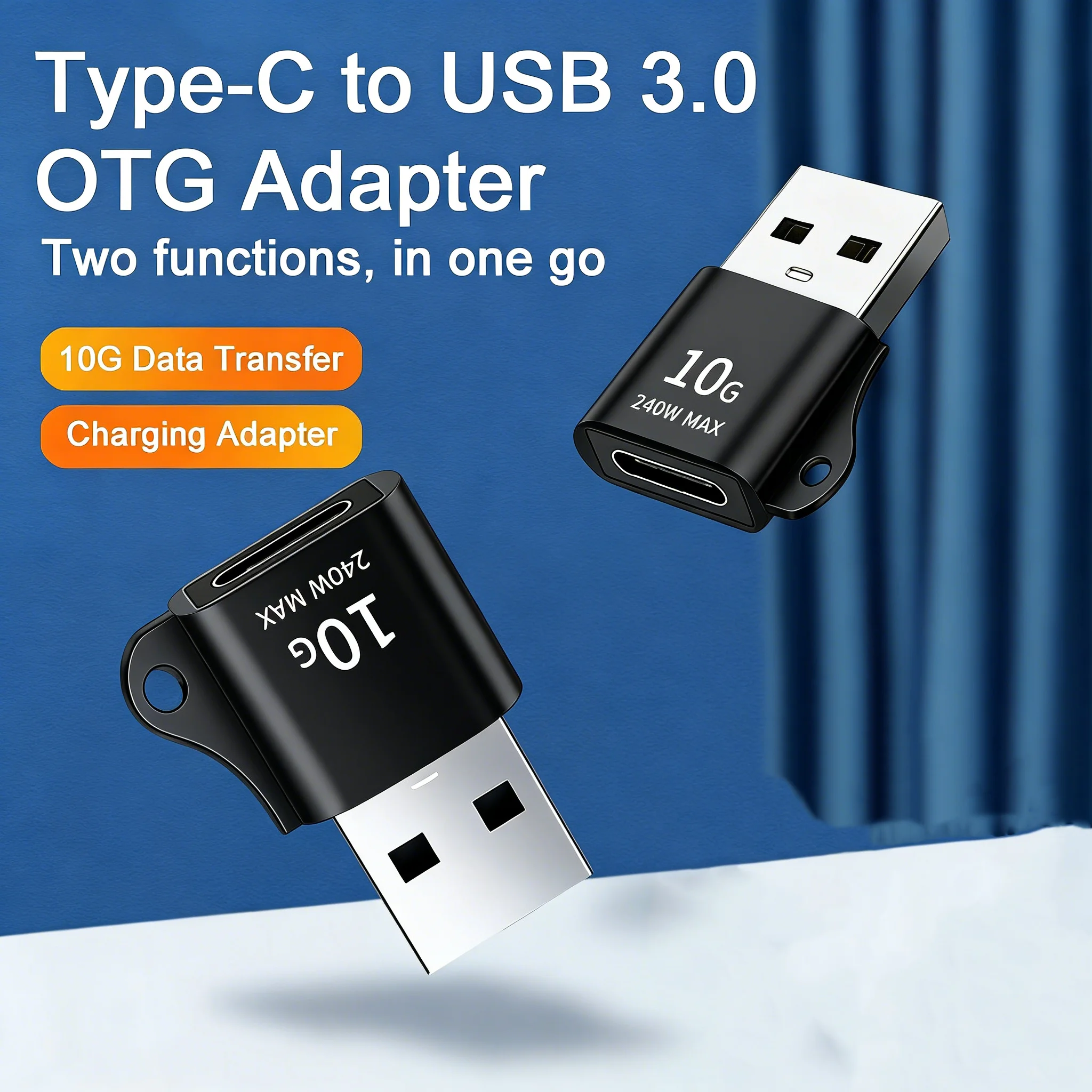 10A OTG USB 3.0 Type-C DC Adapter Aluminum Alloy USB Type-C Male/Female Converter Fast Charging Connector for Phones and Laptops