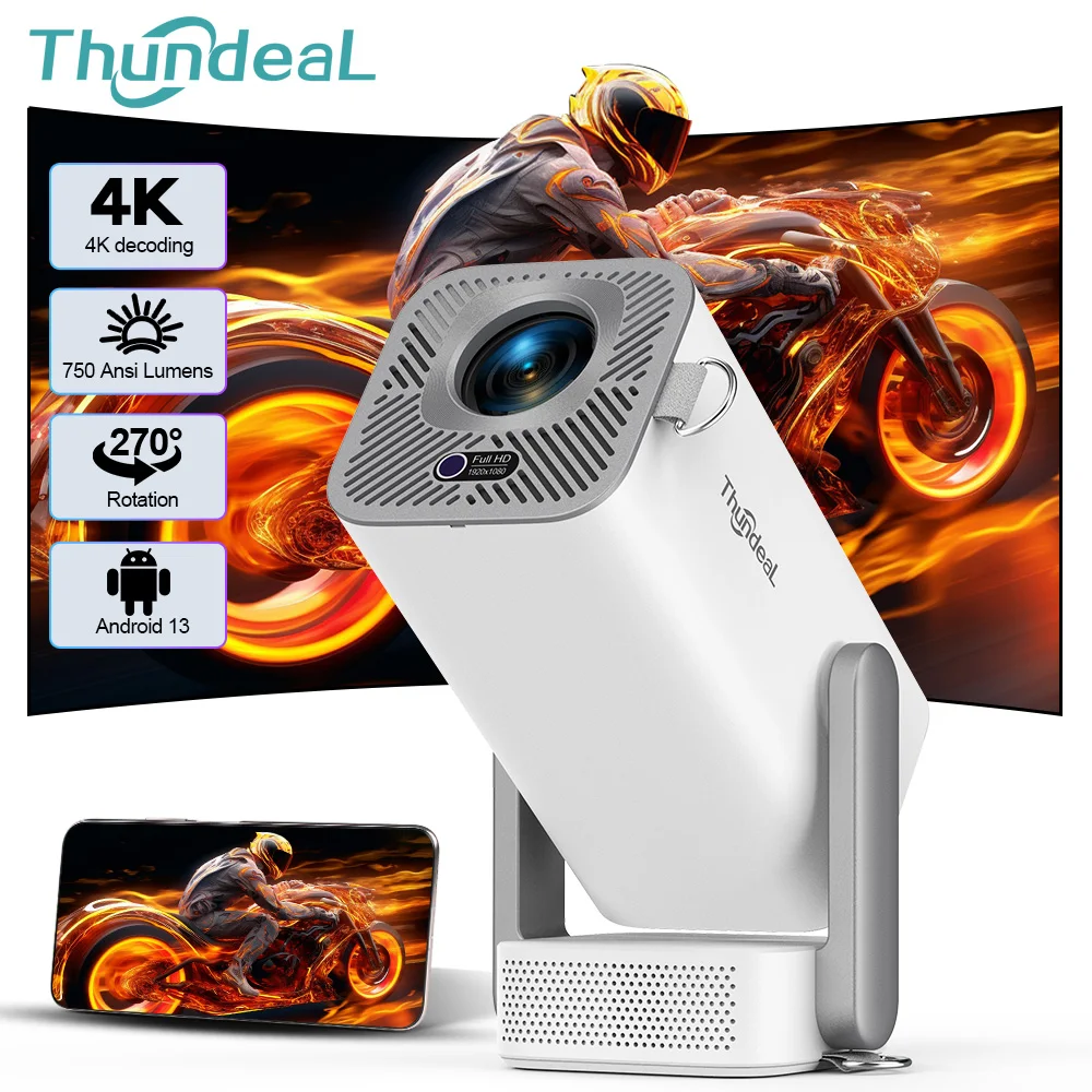 Mini Proyector de Video ThundeaL TD80 Pro Full HD 1080P 4K, Proyector Portátil Android con WIFI, TD80Pro, Cine en Casa, Proyector de Haz de