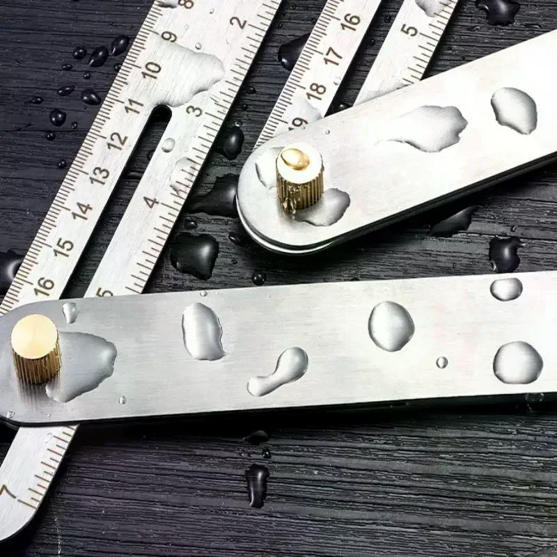 Adjustable Woodworking Scriber Ruler High Accuracy T-Shape Multi-Angle Scribing Tool Metal Movable Angle Ruler Dovetail Gauge