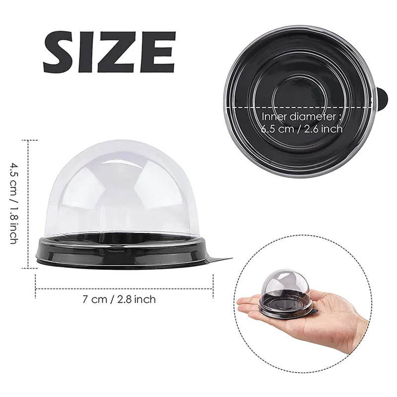 Förderung! 250 Stück Mini-Cupcake-Behälter, durchsichtige Kunststoff-Kuchenbox mit Kuppeldeckeln für Muffin, Mondkuchen, Dessert, Käse, Gebäck