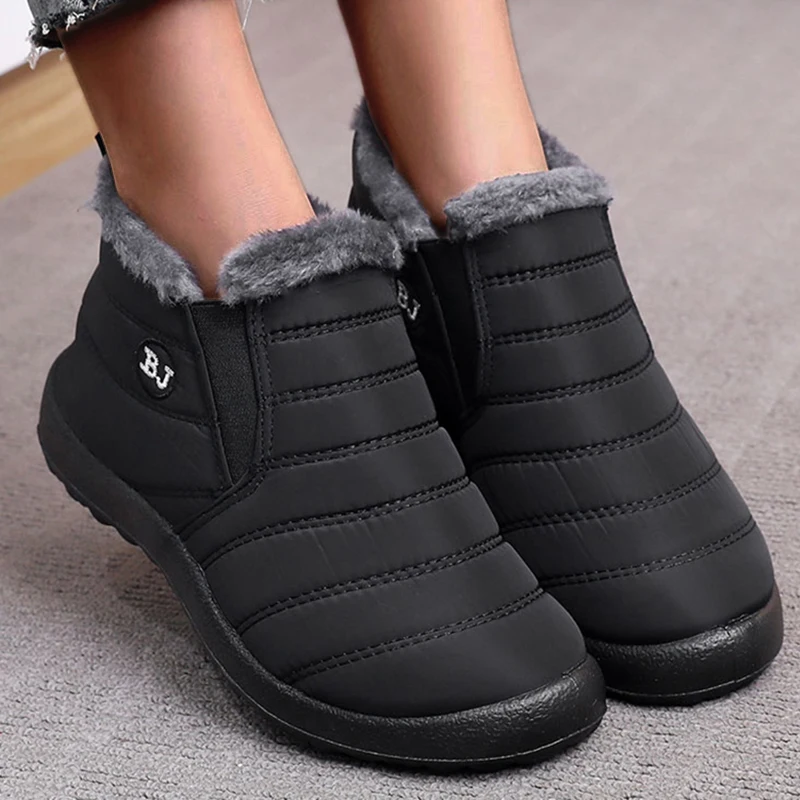 Winter 2024 Sneakers Women Shoes Waterproof Ankle Chunky Sneakers Slip On Shoes Ladies Thick Fur Vulcanize Mujer Shoes Woman