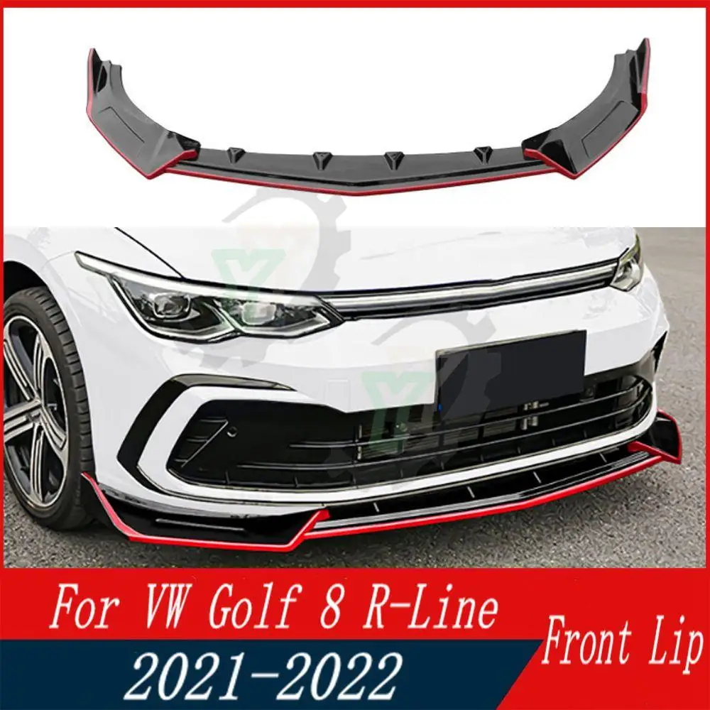 3PCS Car Accessories Front Bumper Lip Spoiler Splitter Diffuser Detachable Body Kit Cover Guard For VW Golf 8 R-Line 2021 2022